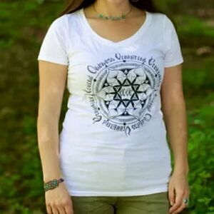 NEW Bamboo/ Organic Cotton Tee "Love" Mandala Yoga Scoop Neck T- Shirt L 5/$25
